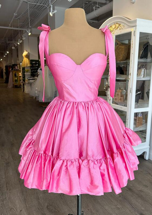 Sweetheart Necks Ruffle Hem Homecoming Dress