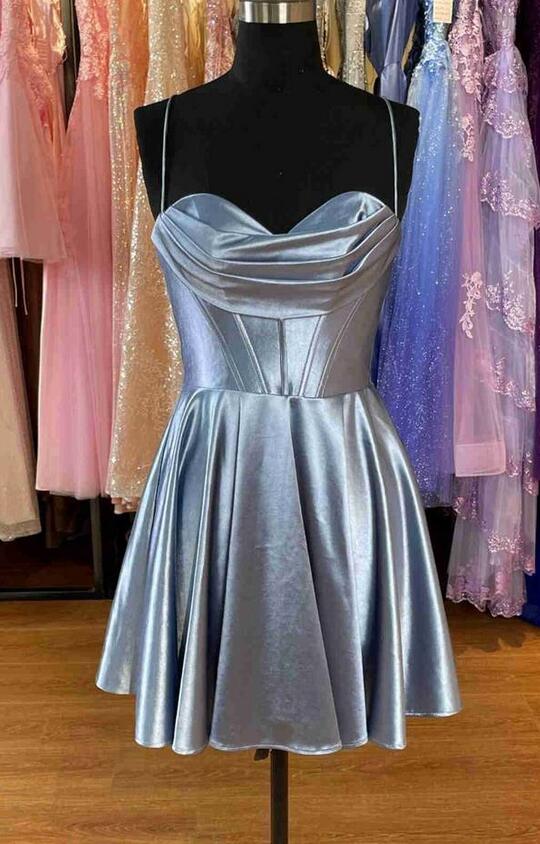 Straps Lace Satin Short Homecoming Dress Cute A Line Birthday Dress Straps Lace Satin Short Homecoming Dress Cute A Line Birthday Dress