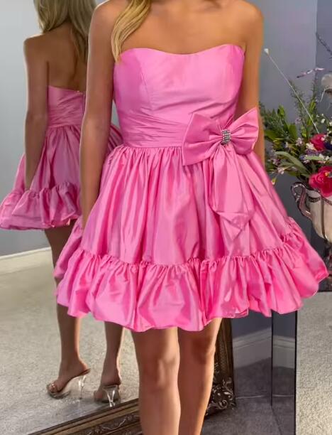 Strapless Ruffle Hem Homecoming Dress