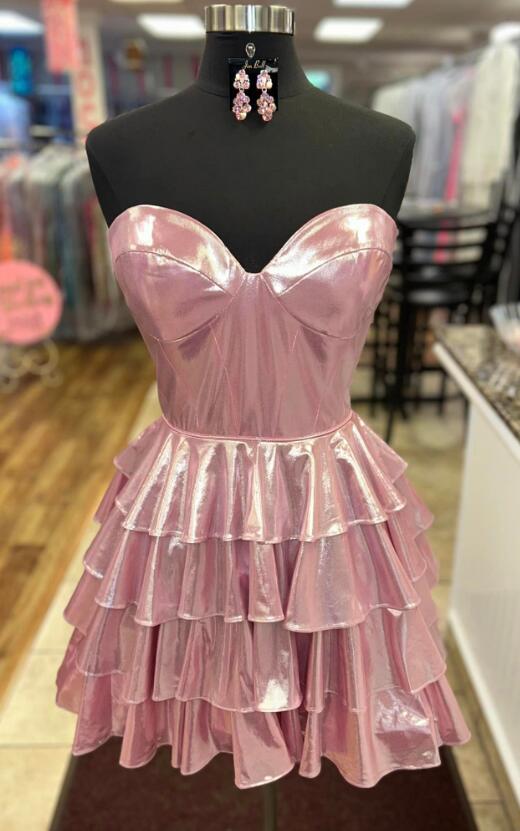 Strapless Sweetheart Short Homecoming Dress with Ruffle Skirt