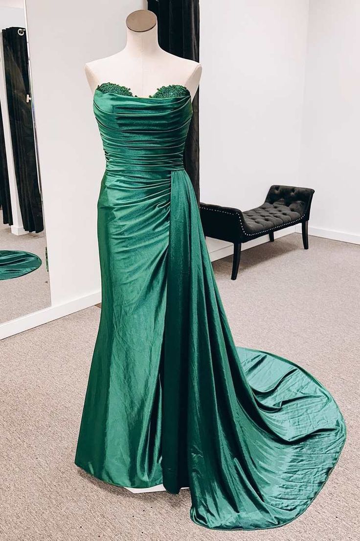 Strapless Corset Long Prom Dress with Ruched Bodice and Side Overskirt DressesTailor Strapless Corset Long Prom Dress with Ruched Bodice and Side Overskirt DressesTailor