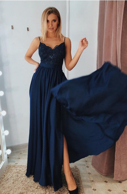 Navy Prom Dress 2020, Pageant Dress, Evening Dress, Dance Dresses, Graduation School Party Gown