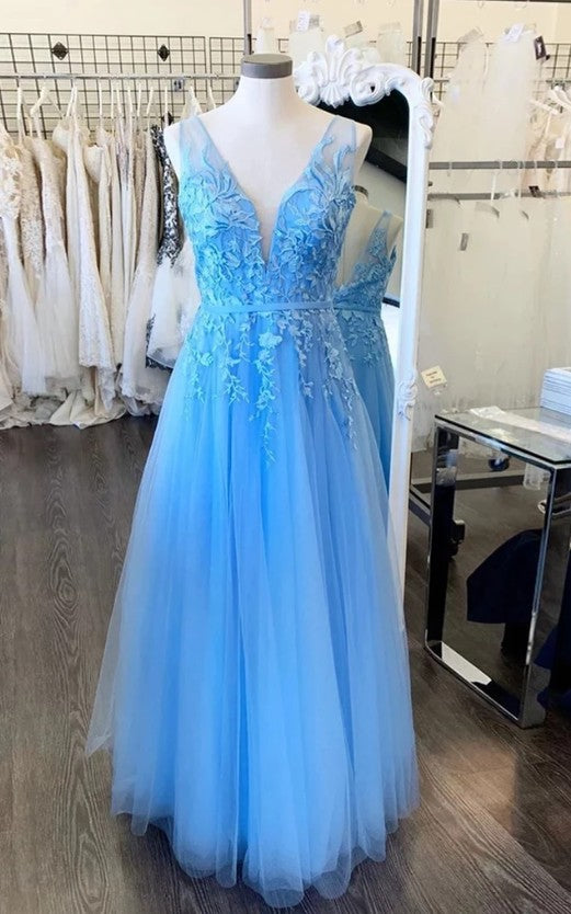 Light Blue Prom Dress, Pageant Dress, Evening Dress, Dance Dresses, Graduation School Party Gown