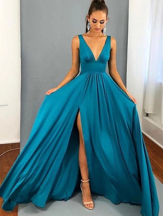 Prom Dress with Slit, Pageant Dress, Evening Dress, Dance Dresses, Graduation School Party Gown