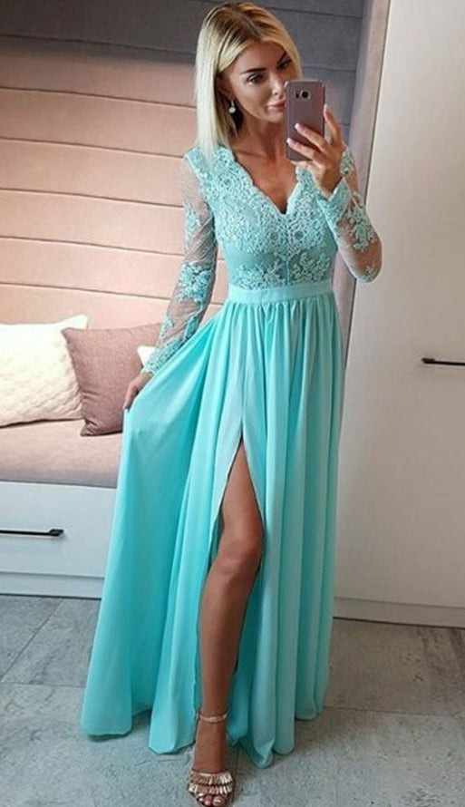 Prom Dress with Sleeves, Evening Dress, Dance Dresses, Graduation School Party Gown