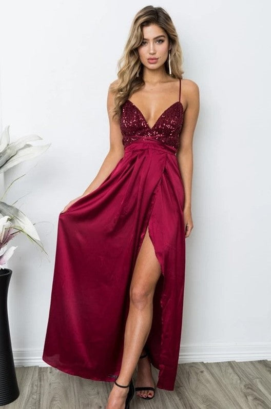 Sexy Backless Prom Dress with Slit, Pageant Dress, Evening Dress, Dance Dresses, Graduation School Party Gown