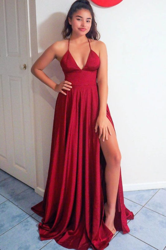 Sexy Prom Dress with Slit, Pageant Dress, Evening Dress, Dance Dresses, Graduation School Party Gown