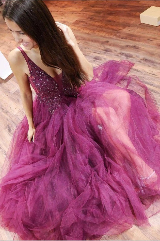 Purple Prom Dresses, Pageant Dress, Evening Dress, Dance Dresses, Graduation School Party Gown