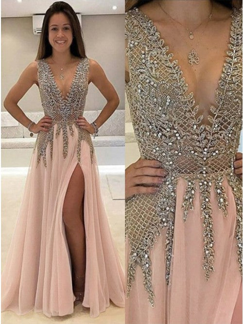 Sexy Prom Dress with Slit, Evening Gown, Graduation School Party Dress, Winter Formal Dress,