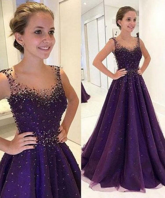 Purple Prom Dress, Evening Gown, Graduation School Party Dress, Winter Formal Dress
