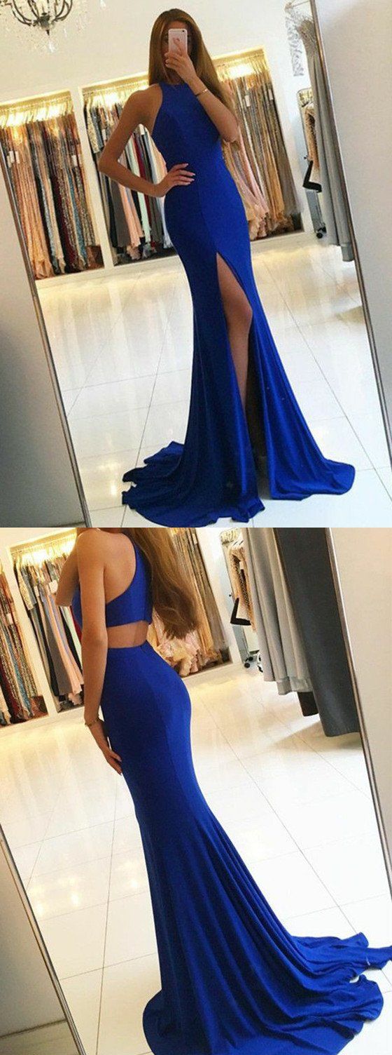 Royal Blue Prom Dress with Slit , Evening Dress, Formal Dresses, Graduation School Party Dance Dress