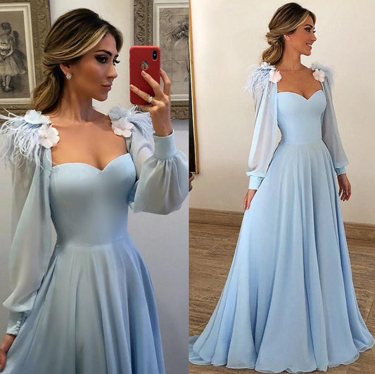 Light Blue Prom Dress For Teens, Evening Gown, Graduation School Party Gown, Winter Formal Dress