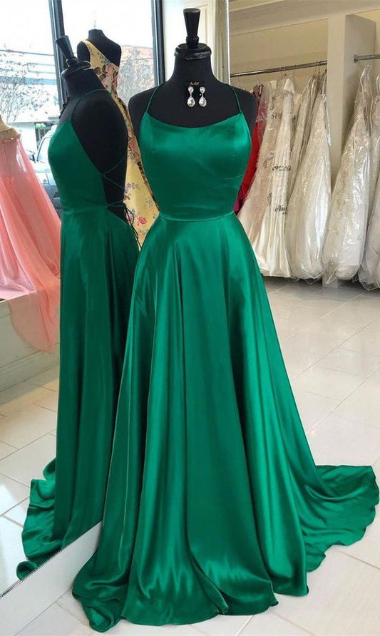 Sexy Backless Prom Dress Green Color ,Pageant Dress, Graduation School Party Gown