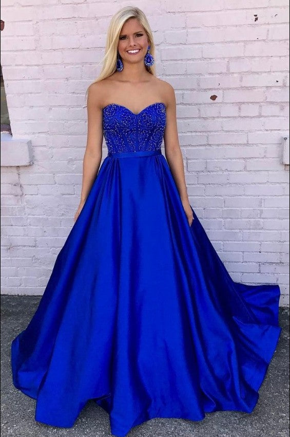 Royal Blue Prom Dress A line, Prom Dresses, Evening Gown, Graduation School Party Dress, Winter Formal Dress