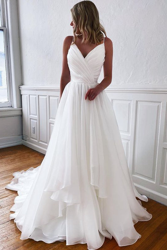 V-neck Simple Wedding Dresses,Dresses For Wedding,Bridal Gown,Bride Dress,Dresses For Brides