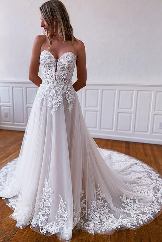 Sweetheart Tulle/Lace Wedding Dresses,Dresses For Wedding,Bridal Gown,Bride Dress,Dresses For Brides