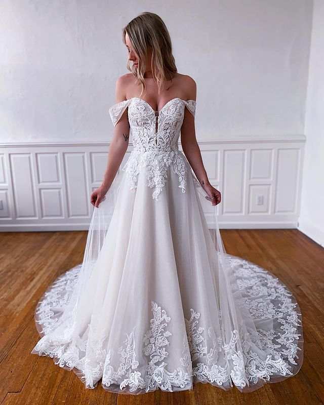 Off Shoulder Tulle/Lace Wedding Dresses,Dresses For Wedding,Bridal Gown,Bride Dress,Dresses For Brides