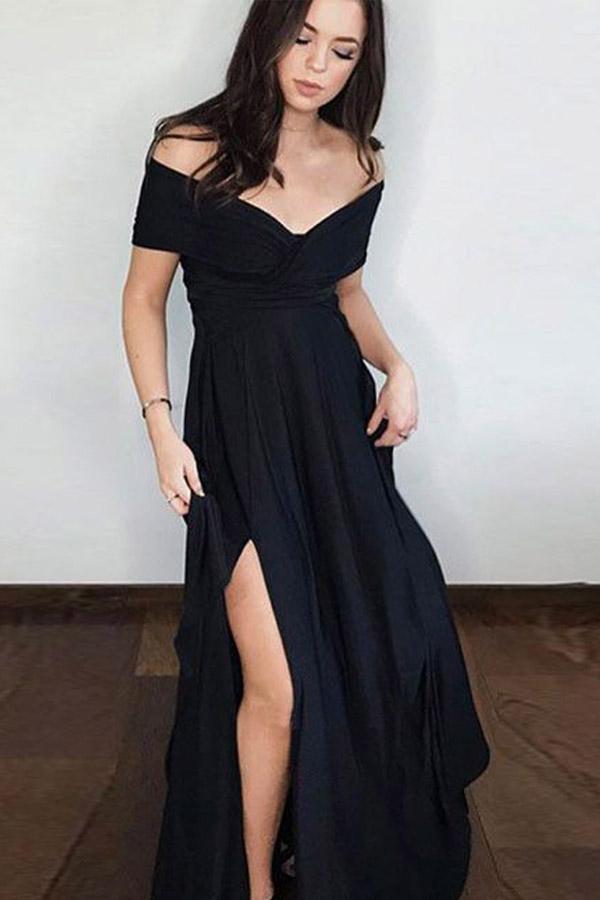 Sexy Black Prom Dress For Teens, Graduation School Party Gown, Winter Formal Dress