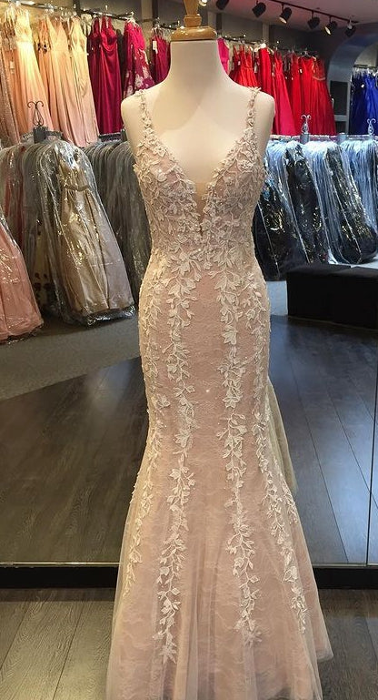 Leaf Lace Sexy Prom Dresses Long,Graduation School Party Gown