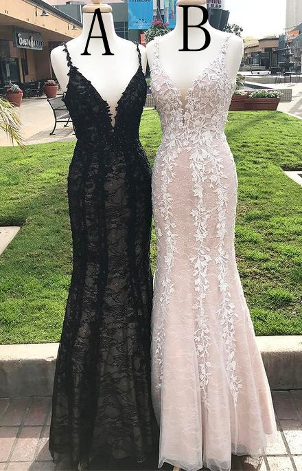 Leaf Lace Sexy Prom Dresses Long,Graduation School Party Gown