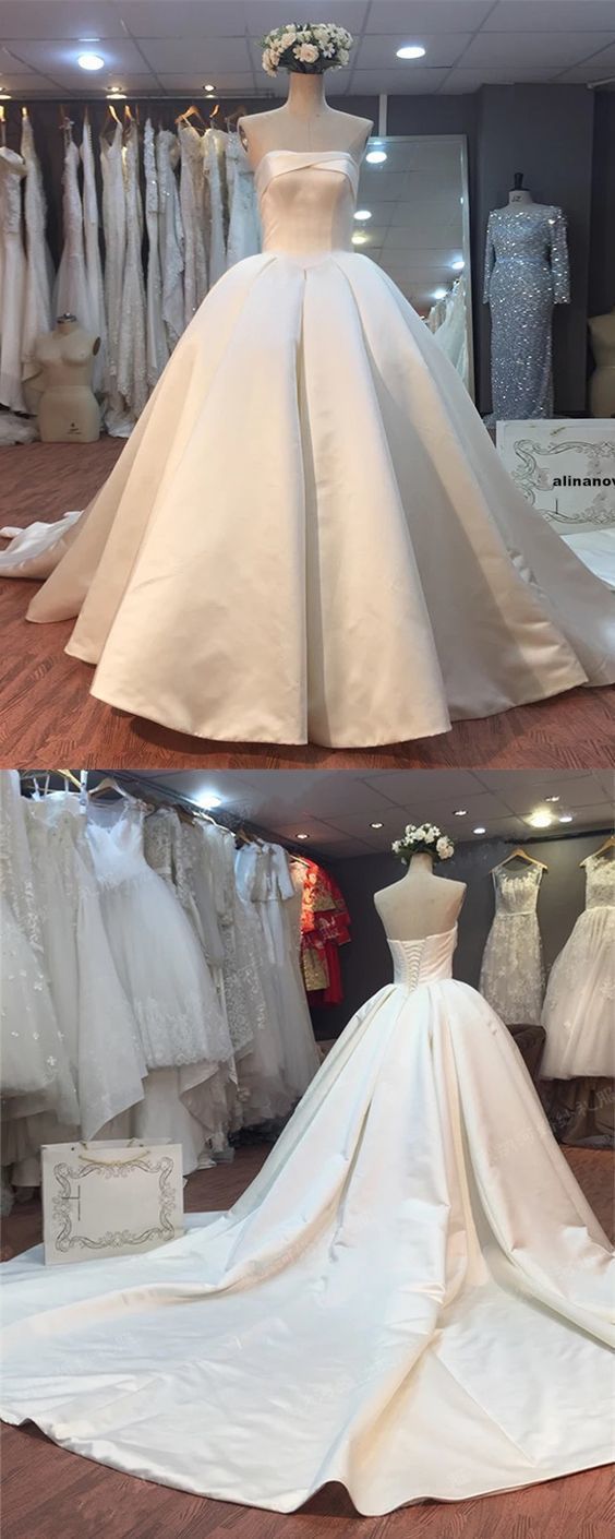 Satin Wedding Dress Lace Up Back, Dresses For Wedding, Bridal Gown ,Bride Dress, Dresses For Brides