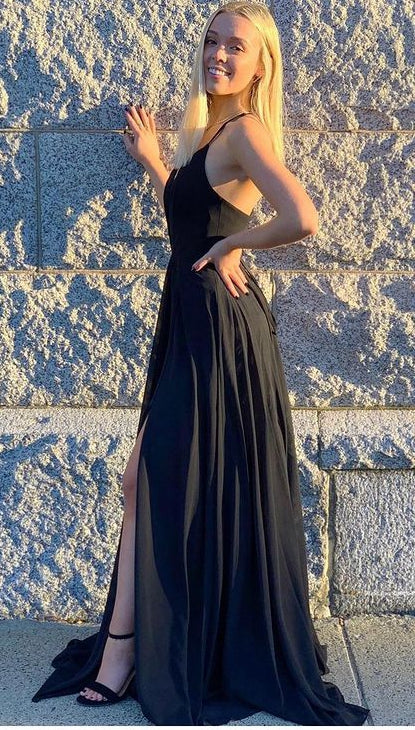 Simple Black Prom Dress Long,Prom Dresses,Pageant Dress – DressesTailor