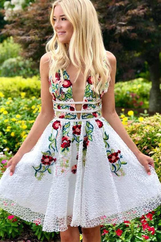 Embroidery Homecoming Dress , HOCO Dress, Short Prom Dress ,Back To School Party Dress, Evening Dress, Formal Dress
