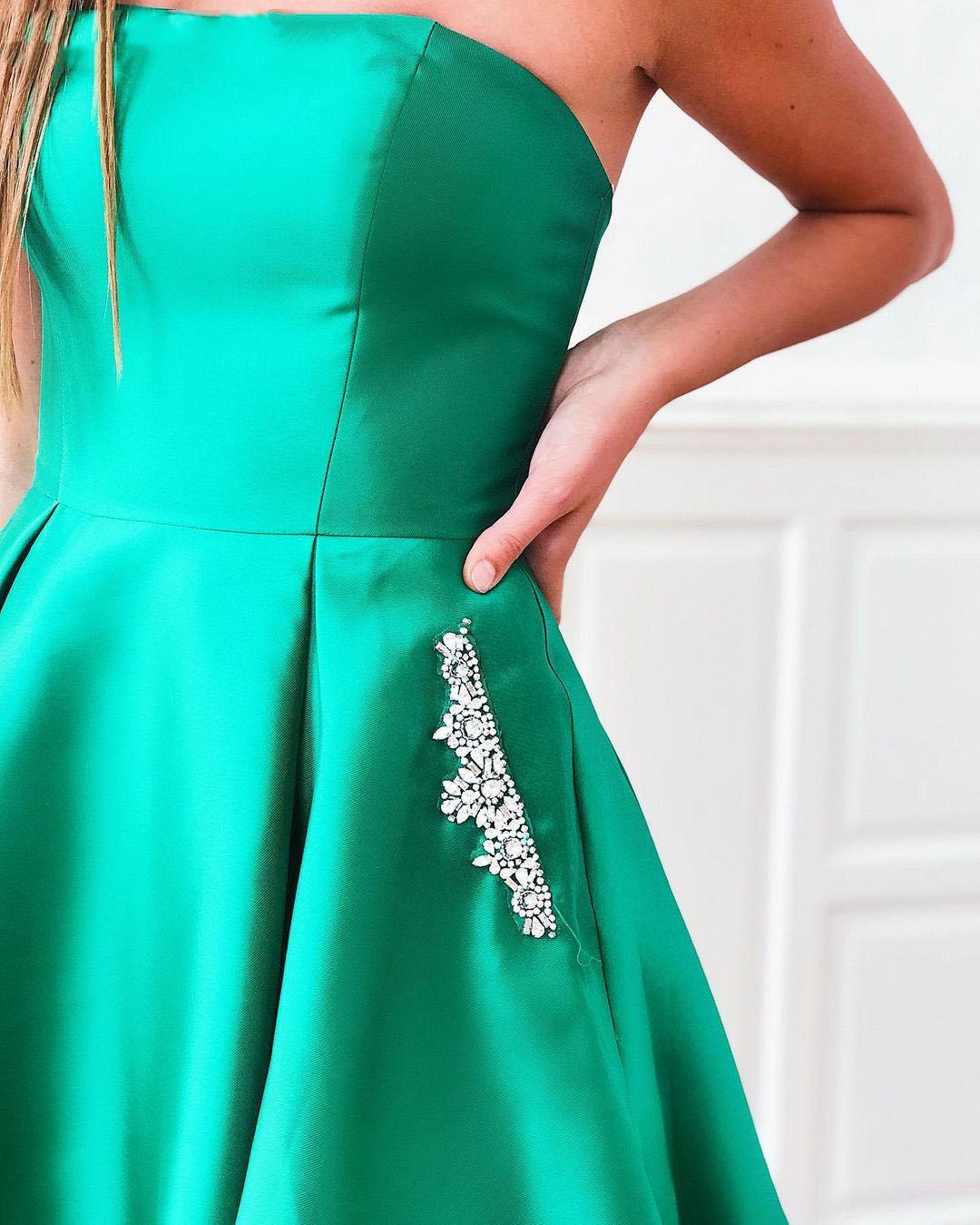 Green Homecoming Dresses with Pockets, hoco dress, Short Prom Dress, Formal Outfit, Back to School Party Gown