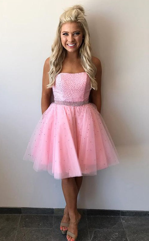 Pink Homecoming Dresses, HOCO Dress, Short Prom Dress ,Back To School Party Dress