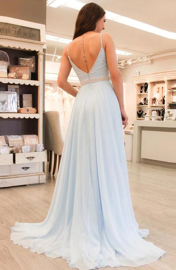 Light Blue Prom Dress Long , Dresses For Graduation Party, Evening Dress, Formal Dress