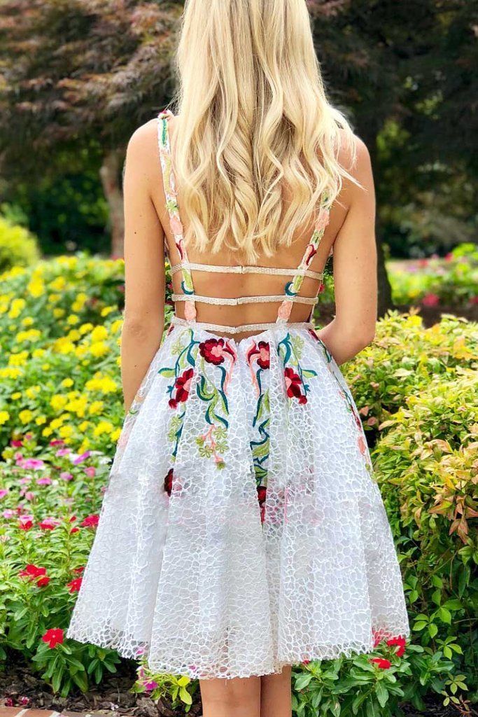 Embroidery Homecoming Dress , HOCO Dress, Short Prom Dress ,Back To School Party Dress, Evening Dress, Formal Dress
