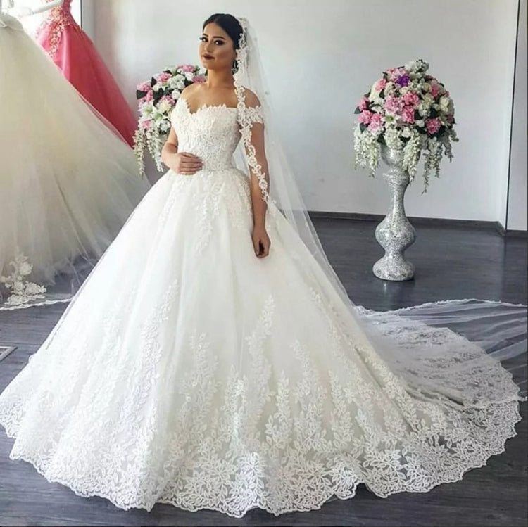 Princess Style Wedding Dress 2019 Off The Shoulder Straps, Bridal Gown
