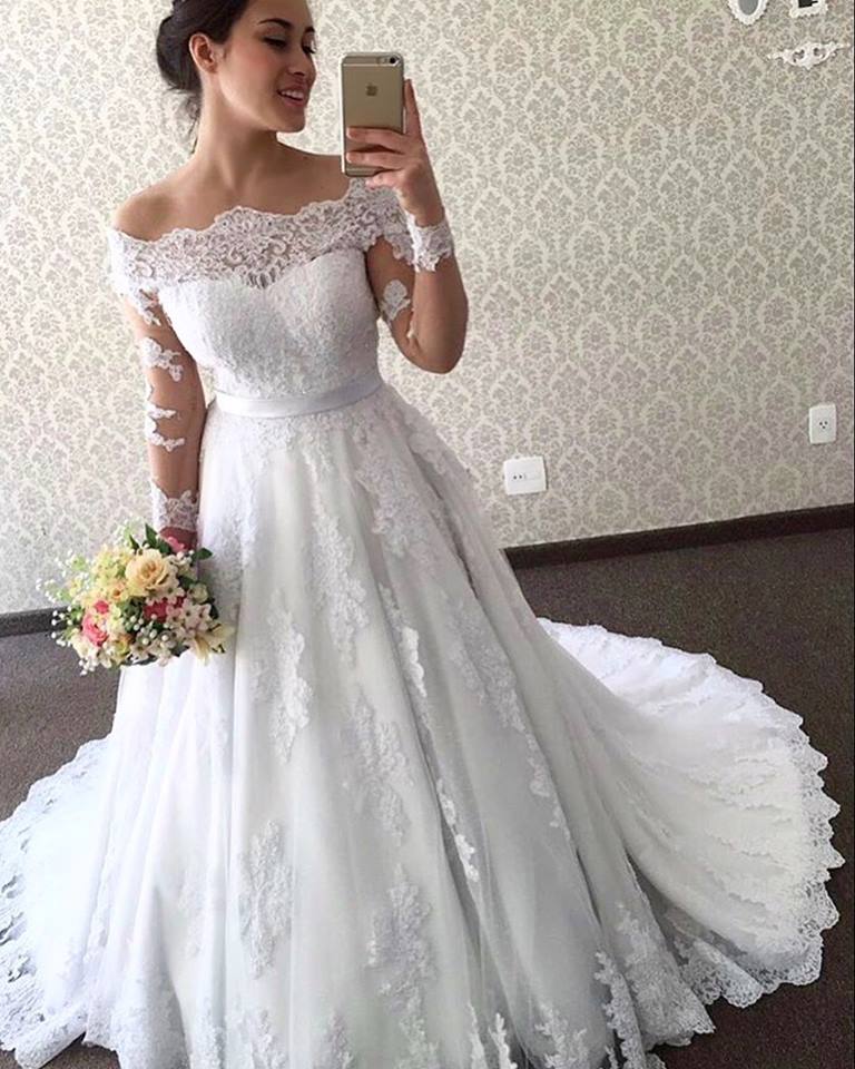 New Style Wedding Dress Off The Shoulder Sleeves, Bridal Gown ,Dresses For Brides