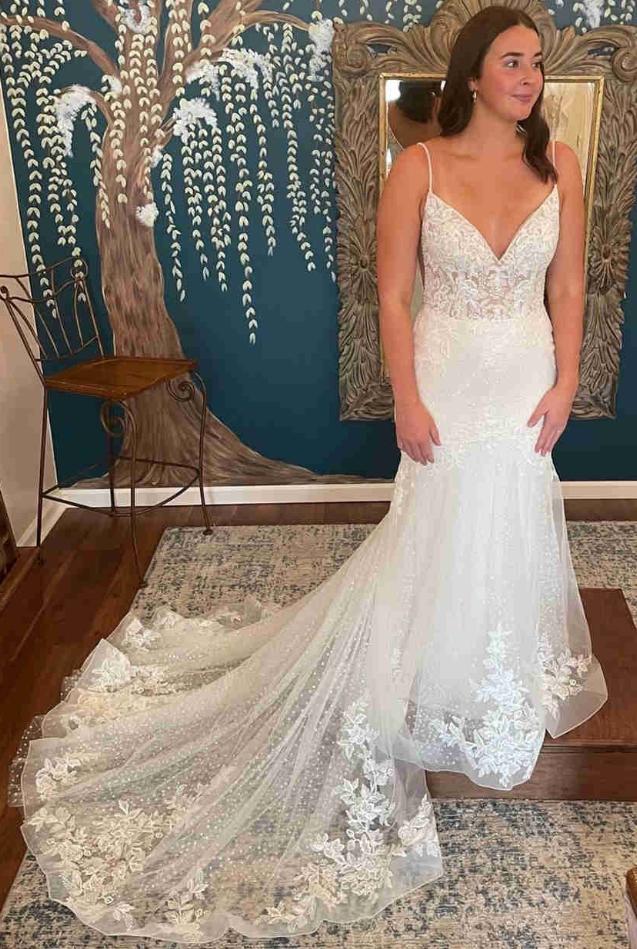 V-neck Mermaid Tulle/Lace Wedding Dresses DT1562