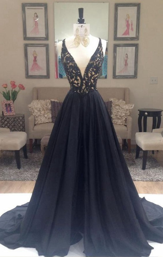 Black Prom Dress, Evening Dress, Formal Dresses, Graduation School Party Dance Dress