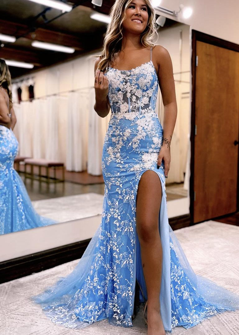 Straps Sparkly Mermaid Long Prom Dresses – DressesTailor