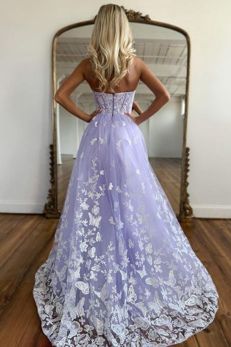 Strapless Lace Long Prom Dress