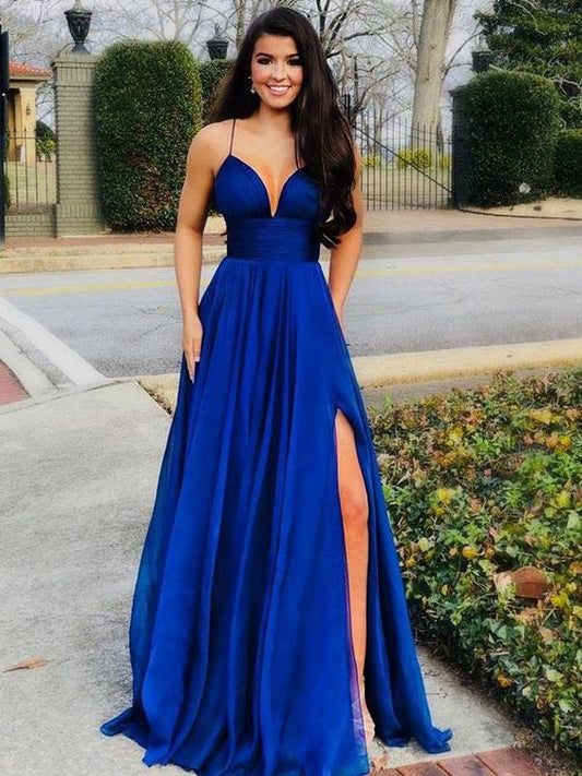 Royal Blue Prom Dress with Slit, Ball Gown, Dresses For Party, Evening Dress, Formal Dress