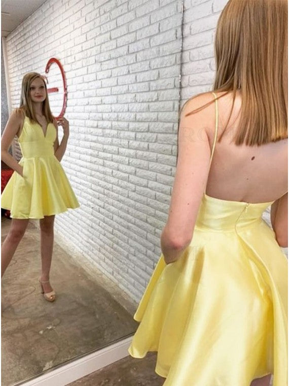 Yellow Homecoming Dress, Short Prom Dress ,Dresses For Graduation Party, Evening Dress, Formal Dress, DTH0755