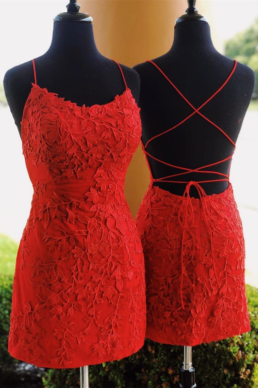 Red Lace Homecoming Dresses, Hoco Dress, Short Prom Dress, Formal Outfit, Back to School Party Gown