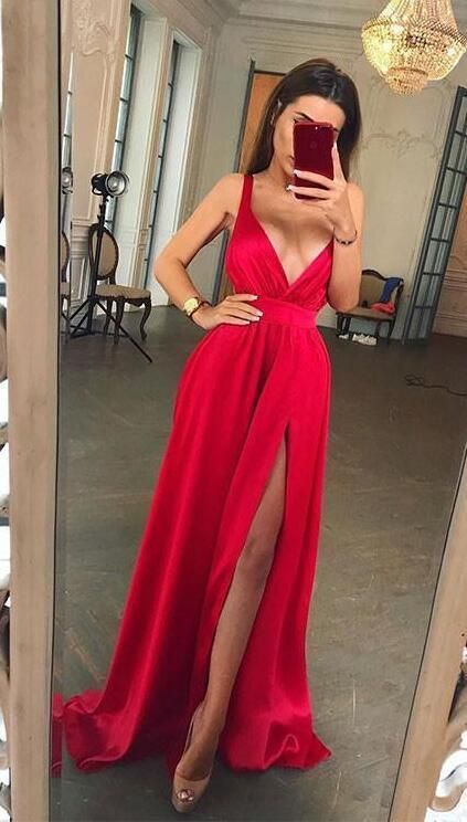 Prom Dress For Teens Slit Skirt, Prom Dresses, Graduation School Party Gown