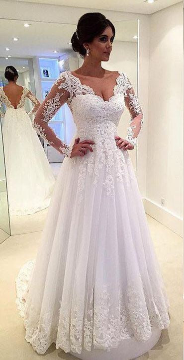 Wedding Dress with Long Sleeves, Bridal Gown ,Dresses For Brides, DT0348