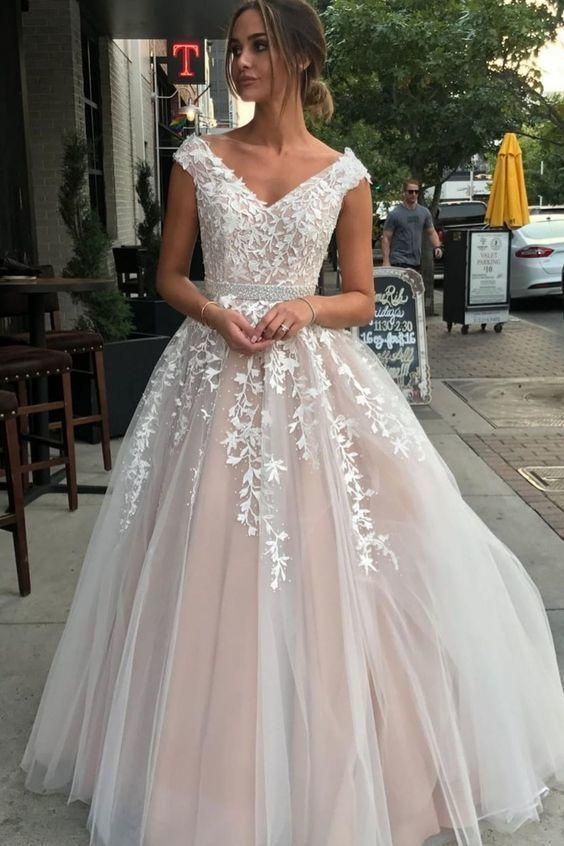 Lace Prom Dress Off The Shoulder Sleeves, Evening Dress, Formal Dress, Dance Dresses, Graduation School Party Gown