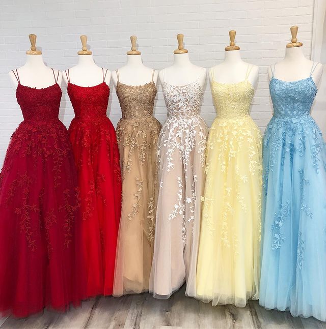 Tulle Prom Dress Long with Appliques and Beading,Prom Dresses,Pageant Dress