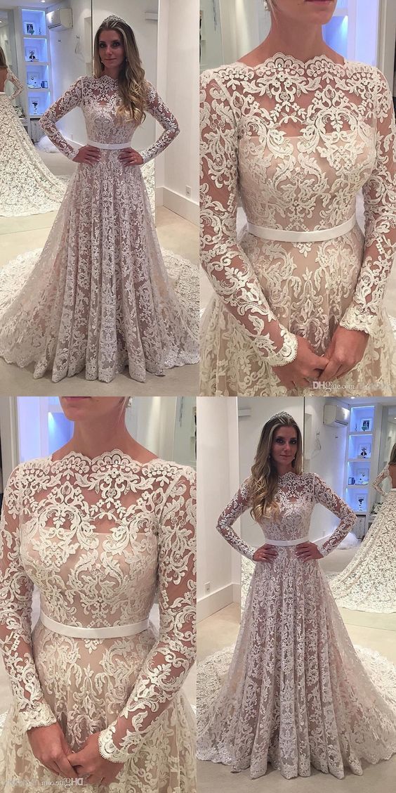 Lace Wedding Dress With Sleeves, Bridal Gown ,Dresses For Brides