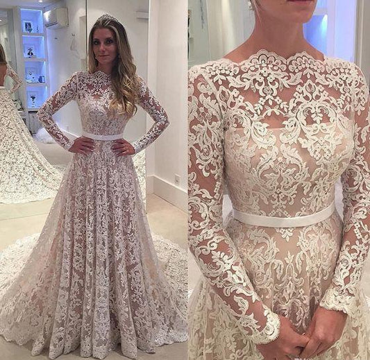 Lace Wedding Dress With Sleeves, Bridal Gown ,Dresses For Brides