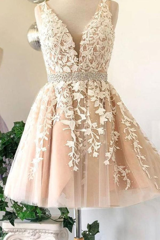 Lace Homecoming Dress , Short Prom Dress, Formal Outfit, Back to School Party Gown