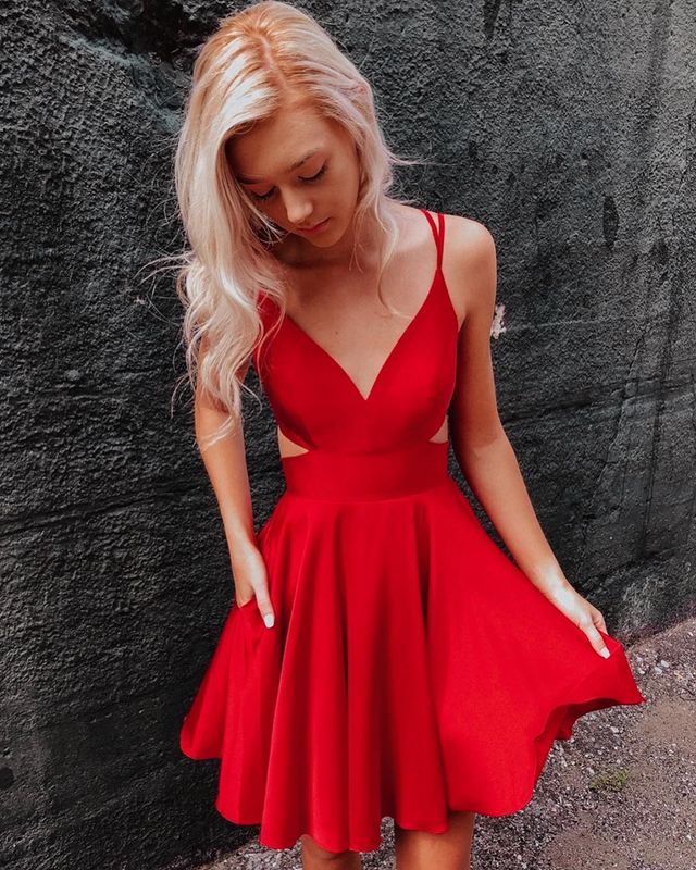 Red Homecoming Dress , Short Prom Dress, Formal Outfit, Back to School Party Gown