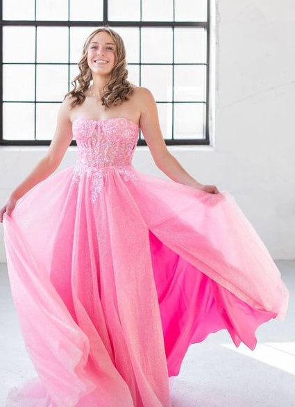 Strapless Prom Dresses Long with Slit