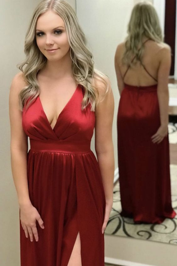 Sexy Long Prom Dresses with Slit,Formal Dresses,Charming Dance Dress